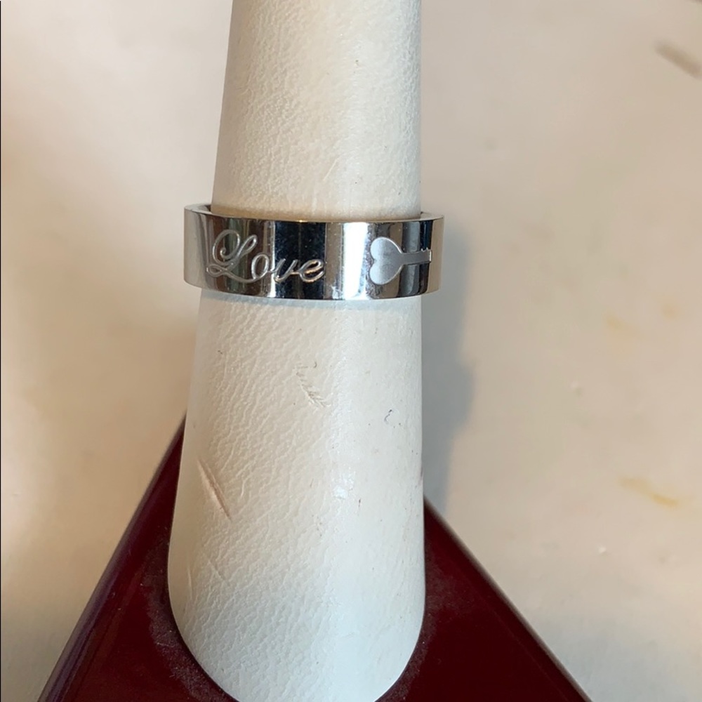 Silver love key ring